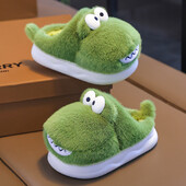 Jaunas ziemas jaukas multfilmas dinozaurs bērniem siltas mīkstas neslīdošas pūkainas čības meitenēm zēniem iekštelpu mūļiem bērniem mājas kokvilnas apavi