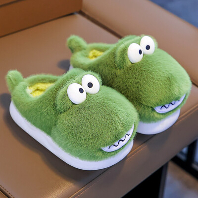 Jaunas ziemas jaukas multfilmas dinozaurs bērniem siltas mīkstas neslīdošas pūkainas čības meitenēm zēniem iekštelpu mūļiem bērniem mājas kokvilnas apavi