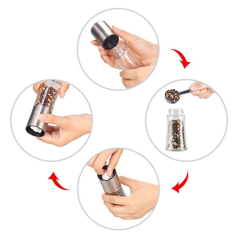 Só- és fűszerkeverők Borsdaráló rozsdamentes acél tengeri só borsdaráló kézi borsdaráló Konyhai eszközök Fűszeres üveg