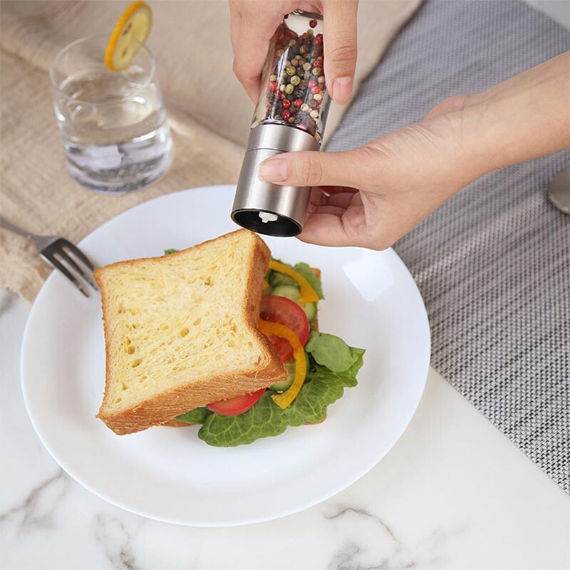 Só- és fűszerkeverők Borsdaráló rozsdamentes acél tengeri só borsdaráló kézi borsdaráló Konyhai eszközök Fűszeres üveg