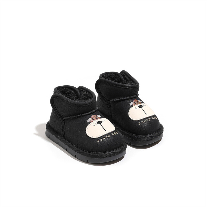 2024-es új téli baba hócsizma bőr meleg plüss csecsemőcipő aranyos hajlabda puha talpú divatos kisgyermek csizma lányoknak 16-25