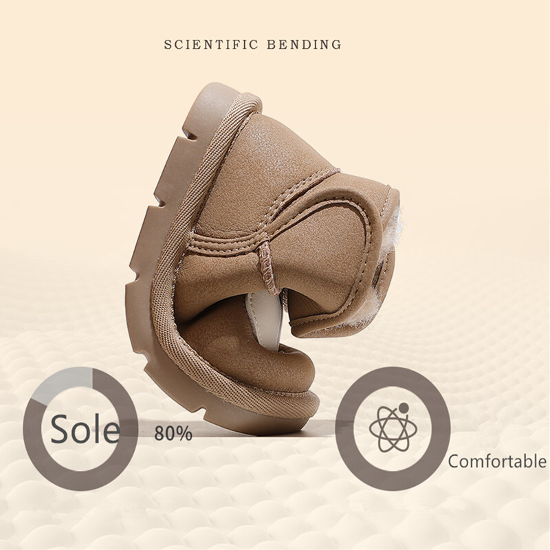 2024-es új téli baba hócsizma bőr meleg plüss csecsemőcipő aranyos hajlabda puha talpú divatos kisgyermek csizma lányoknak 16-25