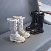 Cizme lungi pentru copii pentru fete baieti iarna la moda noua cizme de zapada in stil britanic moale, confortabil, anti-alunecos, pantofi versatili