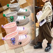 Ziemas bērnu kokvilnas zābaki ar flīsu oderi, silti, biezi, īsi zābaki Mārtiņa zābaki āra sniega zābaki zēniem un meitenēm