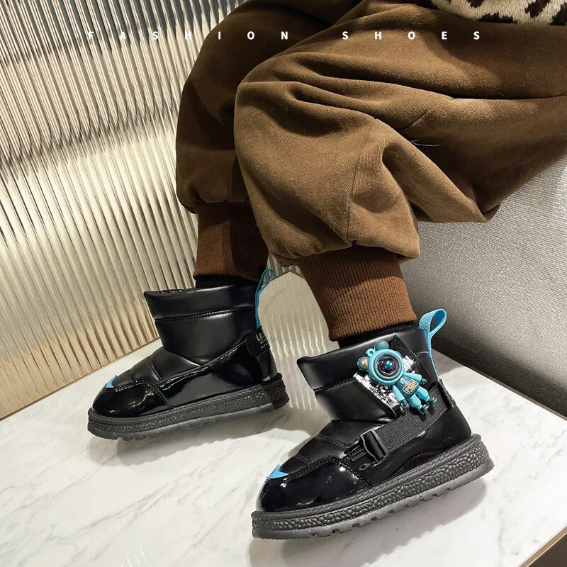 Ziemas bērnu kokvilnas zābaki ar flīsu oderi, silti, biezi, īsi zābaki Mārtiņa zābaki āra sniega zābaki zēniem un meitenēm