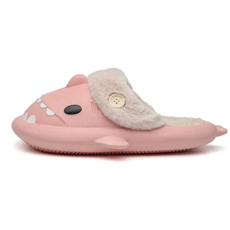 Ziemas sieviešu haizivju čības Pāris noņemams oderējums iekštelpām, jauki silti slaidi vīriešiem iekštelpu kokvilnas apavi plīša kokvilnas čības