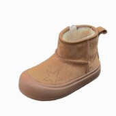 16-22 cm Unisex ehtsast nahast lumesaapad, tugevast soojast karvast plüüsist poolsaapad lastele talveks, teismeliste tüdrukute poiste talvejalatsid