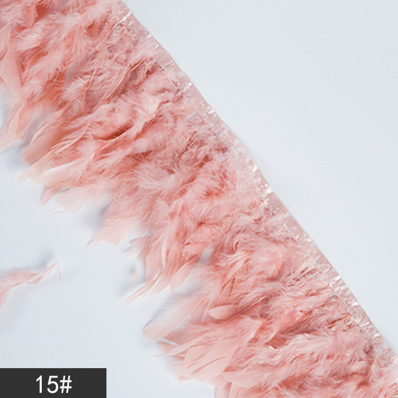 Gamintojas paruoštas Pūkuotas spalvingas nėrinis Dekoratyvinis ugniai atsparus paklodės kraštų apšvietimas pagalvės apdaila kalakutienos plunksnų kraštas