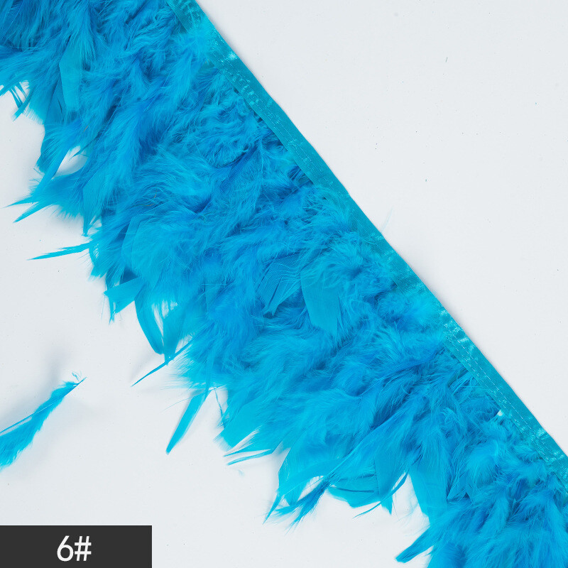 Gamintojas paruoštas Pūkuotas spalvingas nėrinis Dekoratyvinis ugniai atsparus paklodės kraštų apšvietimas pagalvės apdaila kalakutienos plunksnų kraštas