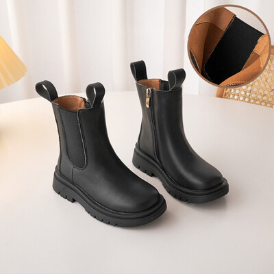 Παιδικά Ανοιξιάτικα Παπούτσια Chelsea, Χοντρό κάτω μέρος, αδιάβροχα λευκά βαμβακερά μποτάκια βρετανικού στιλ για κορίτσια Μικρές μπότες για παιδιά