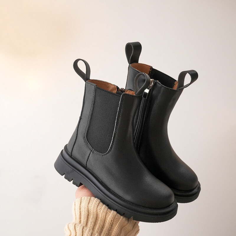 Παιδικά Ανοιξιάτικα Παπούτσια Chelsea, Χοντρό κάτω μέρος, αδιάβροχα λευκά βαμβακερά μποτάκια βρετανικού στιλ για κορίτσια Μικρές μπότες για παιδιά