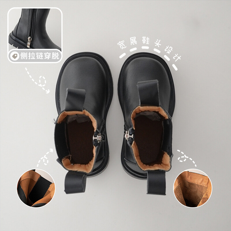 Παιδικά Ανοιξιάτικα Παπούτσια Chelsea, Χοντρό κάτω μέρος, αδιάβροχα λευκά βαμβακερά μποτάκια βρετανικού στιλ για κορίτσια Μικρές μπότες για παιδιά