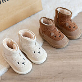 Čizme za snijeg od umjetnog krzna za djecu 2024. Plišane čizme za djevojčice sa slatkim crtanim filmovima Debele tople pamučne cipele za djecu Zimske čizme