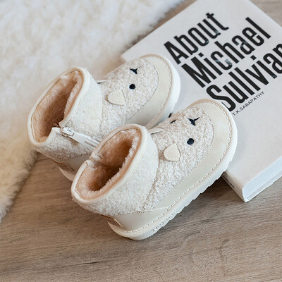 Čizme za snijeg od umjetnog krzna za djecu 2024. Plišane čizme za djevojčice sa slatkim crtanim filmovima Debele tople pamučne cipele za djecu Zimske čizme