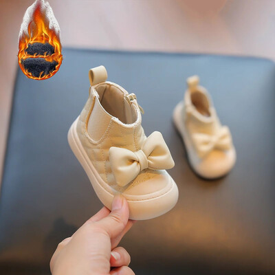 Mergaičių žieminiai batai korėjietiško stiliaus Mieli lankai pliušiniai batai rudeniniai žieminiai batai mažiems vaikams Minkštu padu Pirmo žingsnio batai mergaitėms