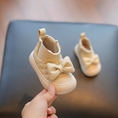 Mergaičių žieminiai batai korėjietiško stiliaus Mieli lankai pliušiniai batai rudeniniai žieminiai batai mažiems vaikams Minkštu padu Pirmo žingsnio batai mergaitėms