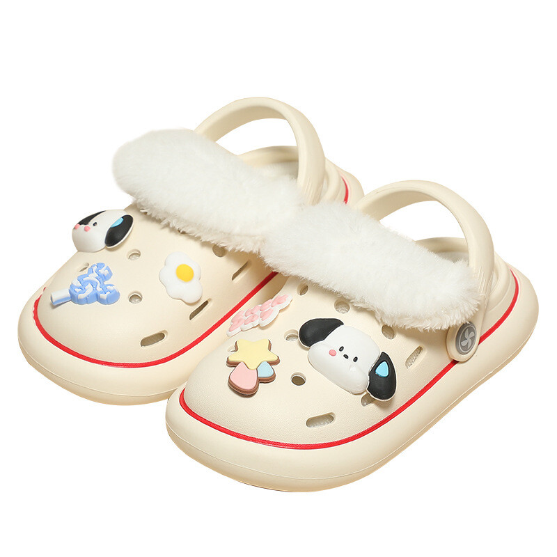 Ziemas čības iekštelpām plīša siltas bērnu mājas apavi Multfilmas kucēns koka tupeles iekštelpām āra slidkalniņi meitenēm mājās apavi mazulim