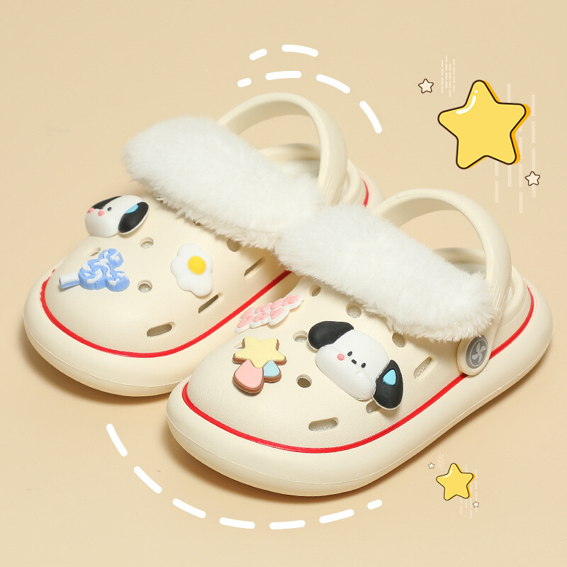 Ziemas čības iekštelpām plīša siltas bērnu mājas apavi Multfilmas kucēns koka tupeles iekštelpām āra slidkalniņi meitenēm mājās apavi mazulim