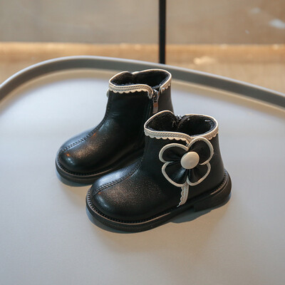 Παιδικά κοντά μποτάκια αδιάβροχα αντιολισθητικά χειμωνιάτικα νέα μόδα βρετανική βελούδινη πριγκίπισσα Ankle Botas για αγόρια Δερμάτινα μποτάκια αστραγάλου
