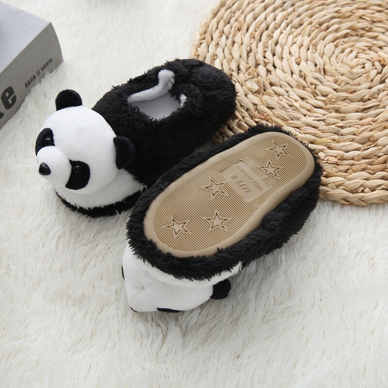 Toddler Meiteņu Čības zēniem Ziemas Baby Loafers Plīša Silta Multfilma Panda Gumijas Zole Bērni Mājas Apavi Bērnu Mājas Apavi