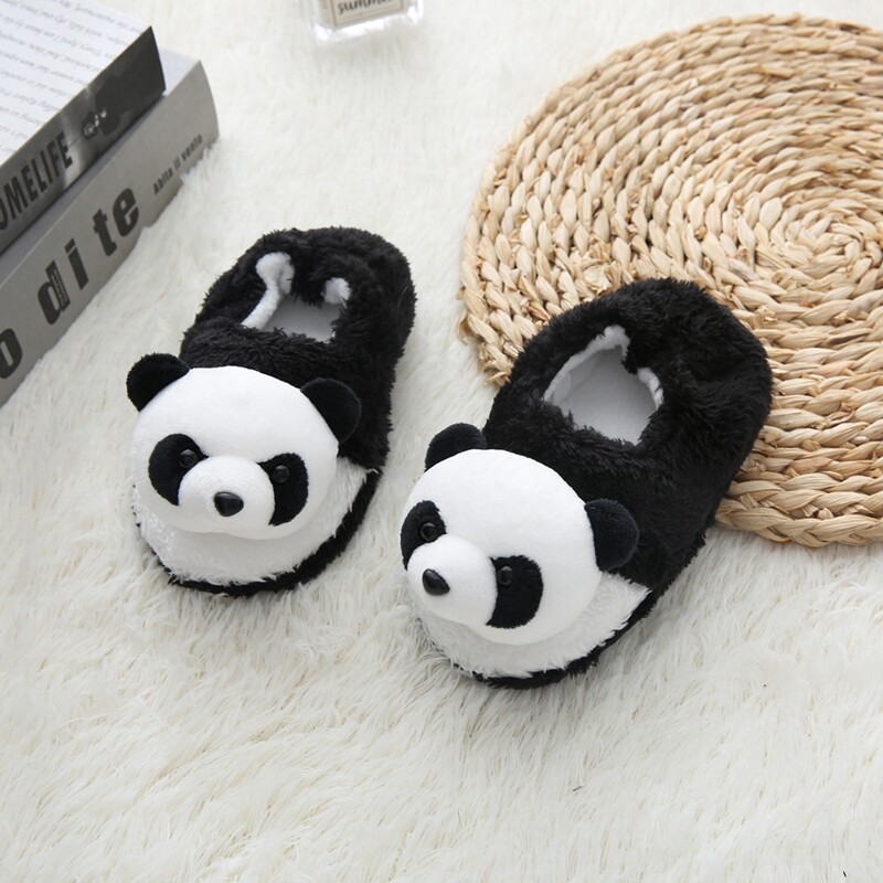 Toddler Meiteņu Čības zēniem Ziemas Baby Loafers Plīša Silta Multfilma Panda Gumijas Zole Bērni Mājas Apavi Bērnu Mājas Apavi