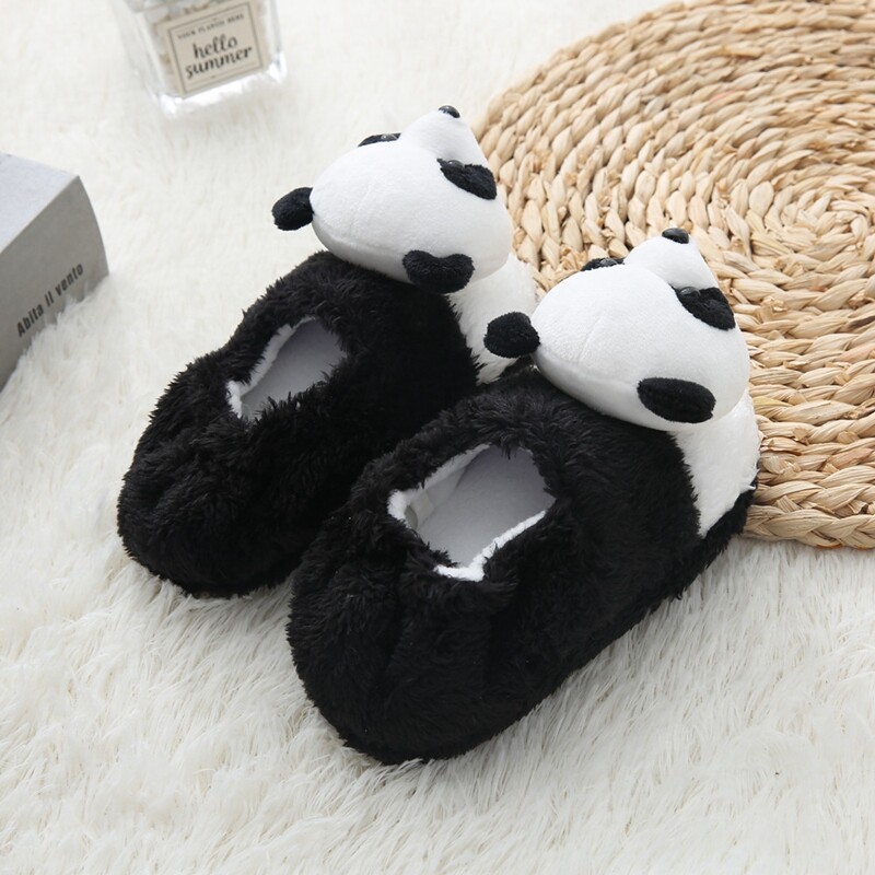 Toddler Meiteņu Čības zēniem Ziemas Baby Loafers Plīša Silta Multfilma Panda Gumijas Zole Bērni Mājas Apavi Bērnu Mājas Apavi