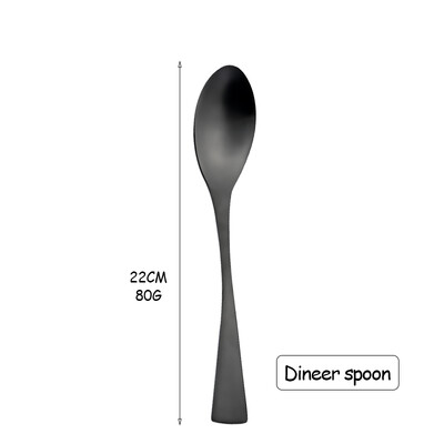 Set de tacâmuri din oțel inoxidabil 304, mat negru, cuțit pentru friptură, furculiță pentru desert, lingură, set de veselă pentru bucătărie, pentru acasă