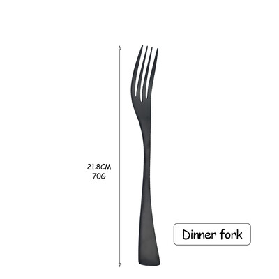 Set de tacâmuri din oțel inoxidabil 304, mat negru, cuțit pentru friptură, furculiță pentru desert, lingură, set de veselă pentru bucătărie, pentru acasă