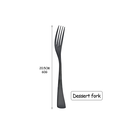 Set de tacâmuri din oțel inoxidabil 304, mat negru, cuțit pentru friptură, furculiță pentru desert, lingură, set de veselă pentru bucătărie, pentru acasă