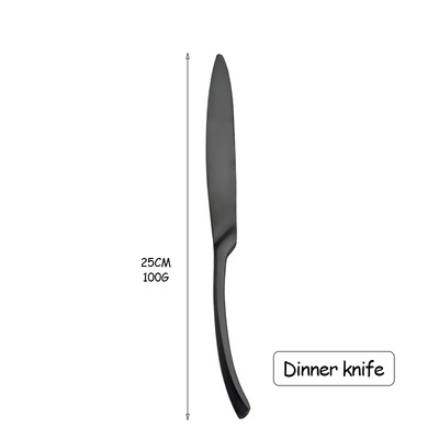 Set de tacâmuri din oțel inoxidabil 304, mat negru, cuțit pentru friptură, furculiță pentru desert, lingură, set de veselă pentru bucătărie, pentru acasă