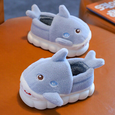 Jauns ziemas cute Shark Cover Papēdis Pūkainas Čības Bērnu Neslīdošs Mūlis Bērniem Meitenēm Zēniem Mazuļiem Siltas Mājas Apavi ar kokvilnas polsterējumu