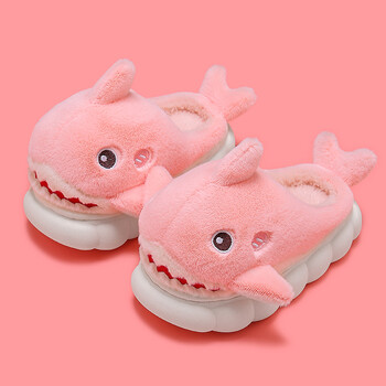 Νέα Χειμερινά Χαριτωμένα Cartoon Shark Fluffy Slippers Παιδικά Αντιολισθητικά Mule για Παιδιά Κορίτσια Αγόρια Βρεφικά ζεστά Βαμβακερά παπούτσια εσωτερικού χώρου