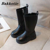 Mergaičių batai Rudens žiema Vaikams Madingi Aukšti batai Vaikams Šilti Kailiniai Batai Klasikiniai Neslystantys platforma Juoda Minkštas Padas