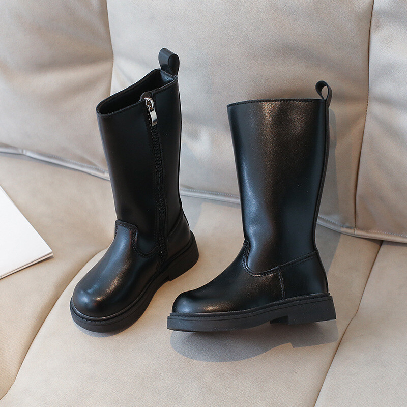 Mergaičių batai Rudens žiema Vaikams Madingi Aukšti batai Vaikams Šilti Kailiniai Batai Klasikiniai Neslystantys platforma Juoda Minkštas Padas