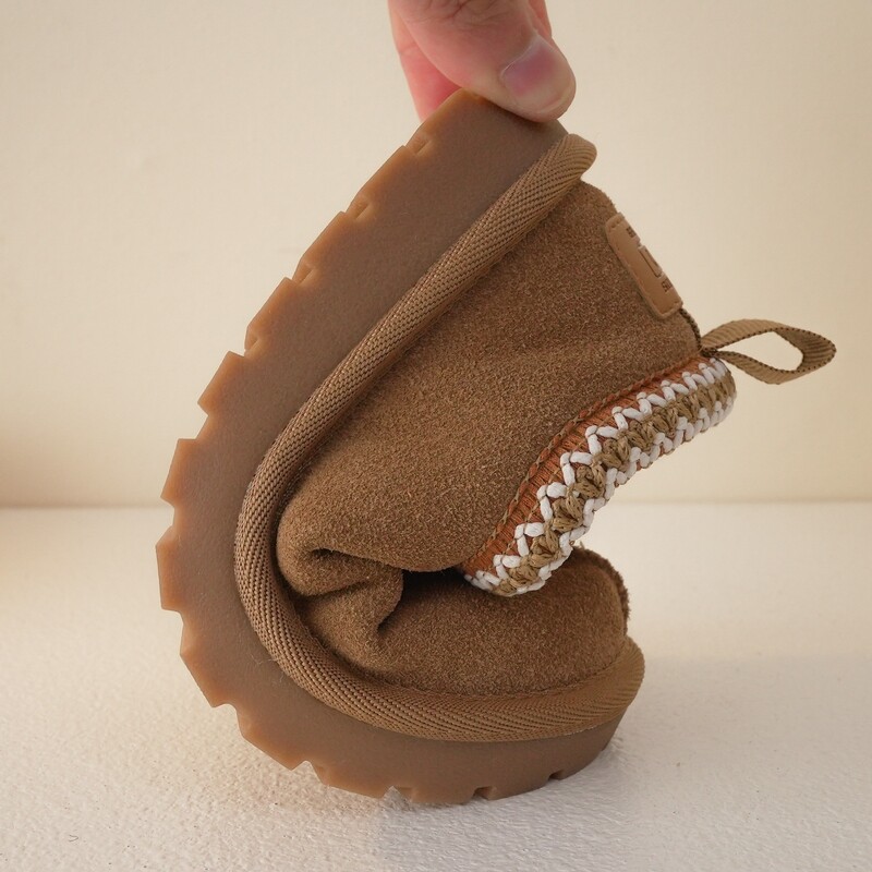 Ziemas bērnu sniega zābaki ar zemu augšdaļu Zābaki zīdaiņu dabīgās ādas zābaki Meiteņu retro biezas kažokādas sniega zābaki zēniem pretslīdes ziemas apavi