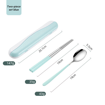 316 Σετ επιτραπέζια σκεύη από ανοξείδωτο ατσάλι Παιδικά Students Travel Φορητά μαχαιροπίρουνα Σετ Πιρούνι Κουτάλια Chopsticks Work Σετ σερβίτσιο Δώρο