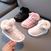 Jauni ziemas meiteņu sniega zābaki bērnu PU ādas ūdensizturīgi silti apavi Bērnu pretslīdes ikdienas apavi Plus kašmira zēnu apavi