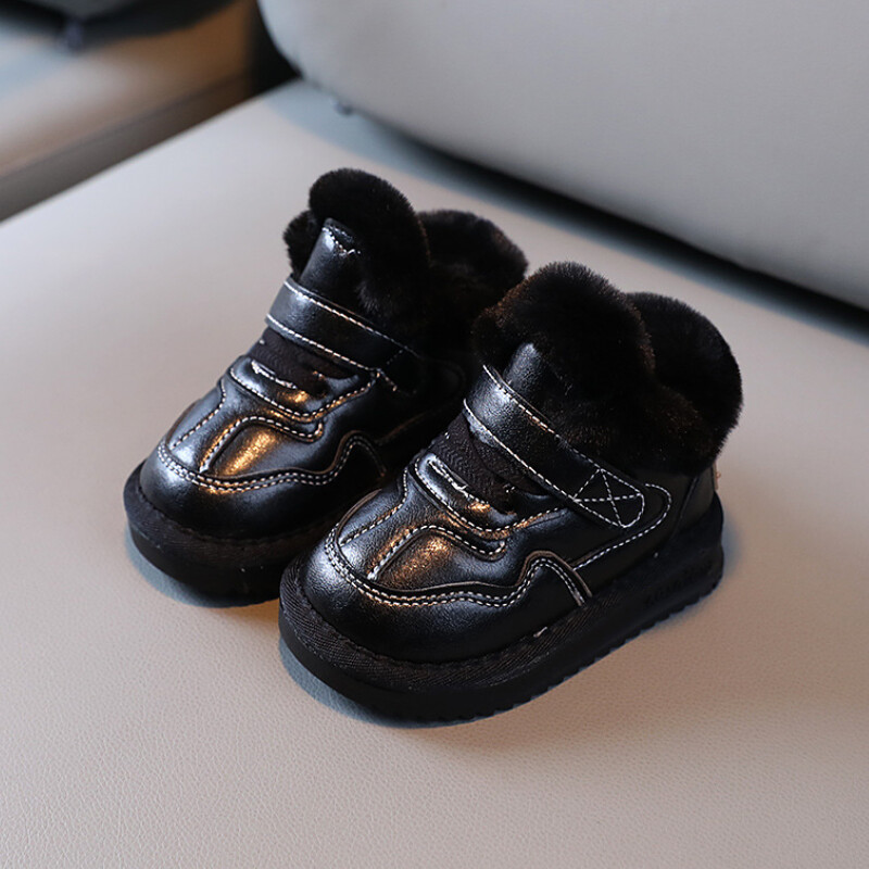 Jauni ziemas meiteņu sniega zābaki bērnu PU ādas ūdensizturīgi silti apavi Bērnu pretslīdes ikdienas apavi Plus kašmira zēnu apavi
