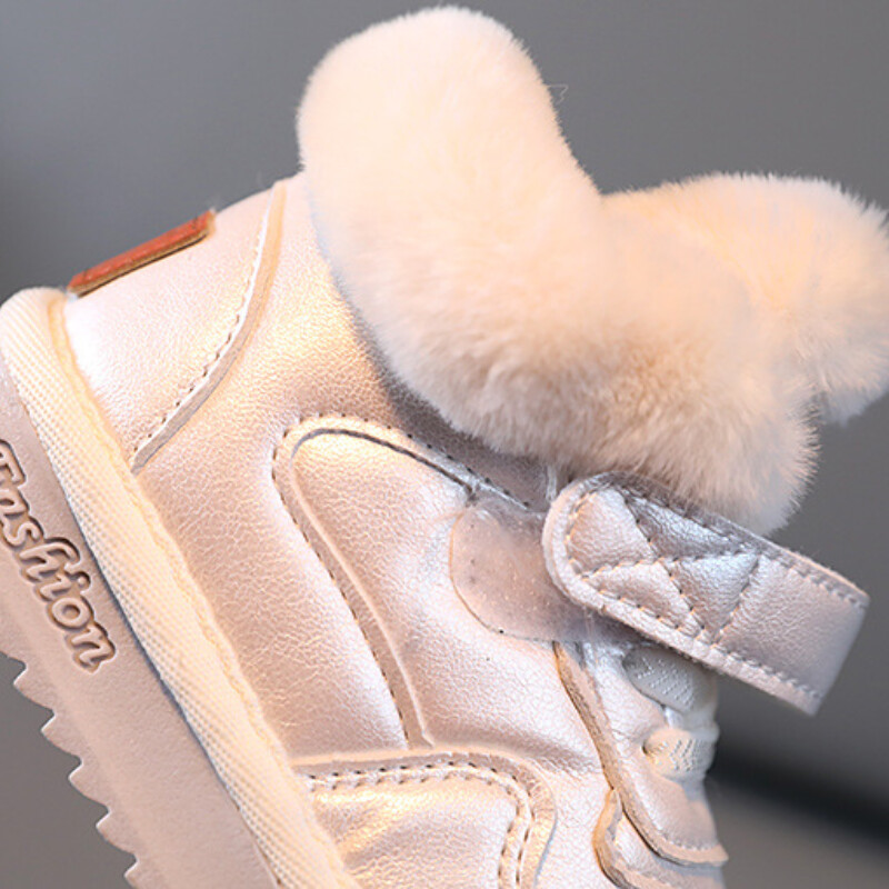 Jauni ziemas meiteņu sniega zābaki bērnu PU ādas ūdensizturīgi silti apavi Bērnu pretslīdes ikdienas apavi Plus kašmira zēnu apavi
