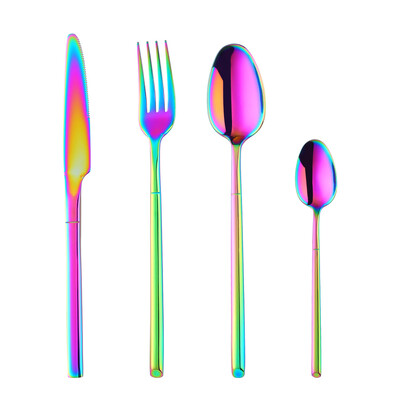 Μοναδικό χρυσό σετ επιτραπέζιο σετ καθρέφτης ασημικά σετ από ανοξείδωτο ατσάλι Μαχαιροπήρουνα μαχαιροπίρουνα πιρούνι κουτάλι μαχαιροπήρουνα Western σετ σερβίτσιων