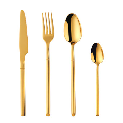 Μοναδικό χρυσό σετ επιτραπέζιο σετ καθρέφτης ασημικά σετ από ανοξείδωτο ατσάλι Μαχαιροπήρουνα μαχαιροπίρουνα πιρούνι κουτάλι μαχαιροπήρουνα Western σετ σερβίτσιων