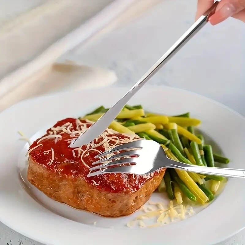 12 dalių nerūdijančio plieno pietų peilių ir šakučių rinkinys, plaunamas mašinoje, tinka virtuvei, restoranui, vakarėliui