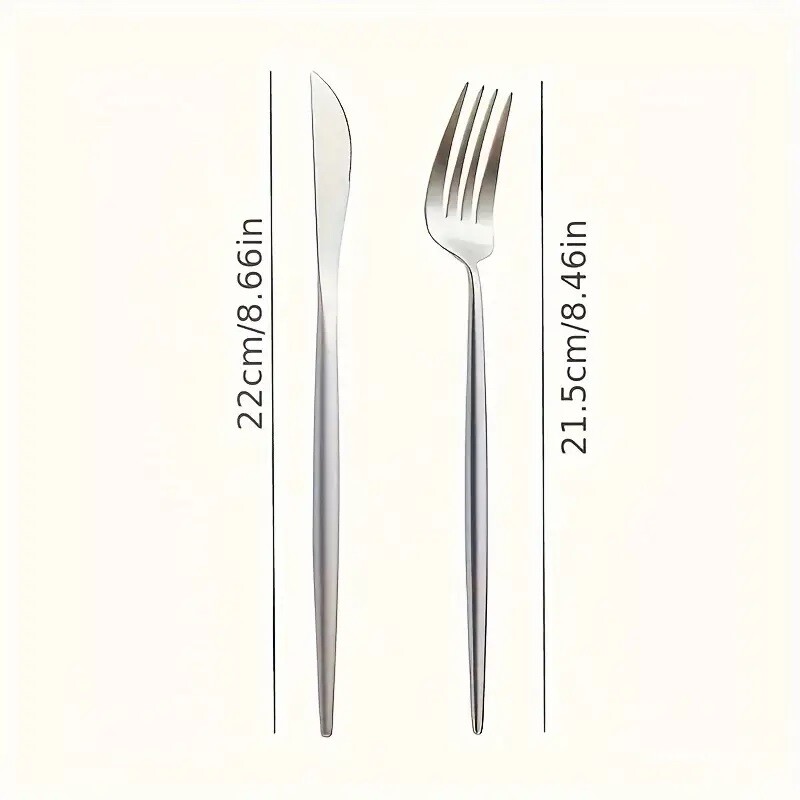 12 dalių nerūdijančio plieno pietų peilių ir šakučių rinkinys, plaunamas mašinoje, tinka virtuvei, restoranui, vakarėliui