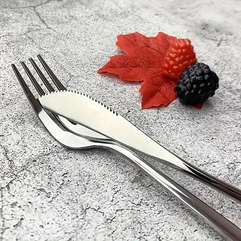 12 dalių nerūdijančio plieno pietų peilių ir šakučių rinkinys, plaunamas mašinoje, tinka virtuvei, restoranui, vakarėliui