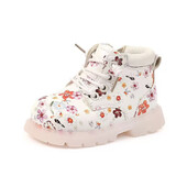 2024 Νέα φθινοπωρινά παιδικά μποτάκια για κορίτσια Δερμάτινα λουλούδια μποτάκια με λαστιχένια σόλα με φερμουάρ στο πλάι παιδικά μποτάκια 15-25