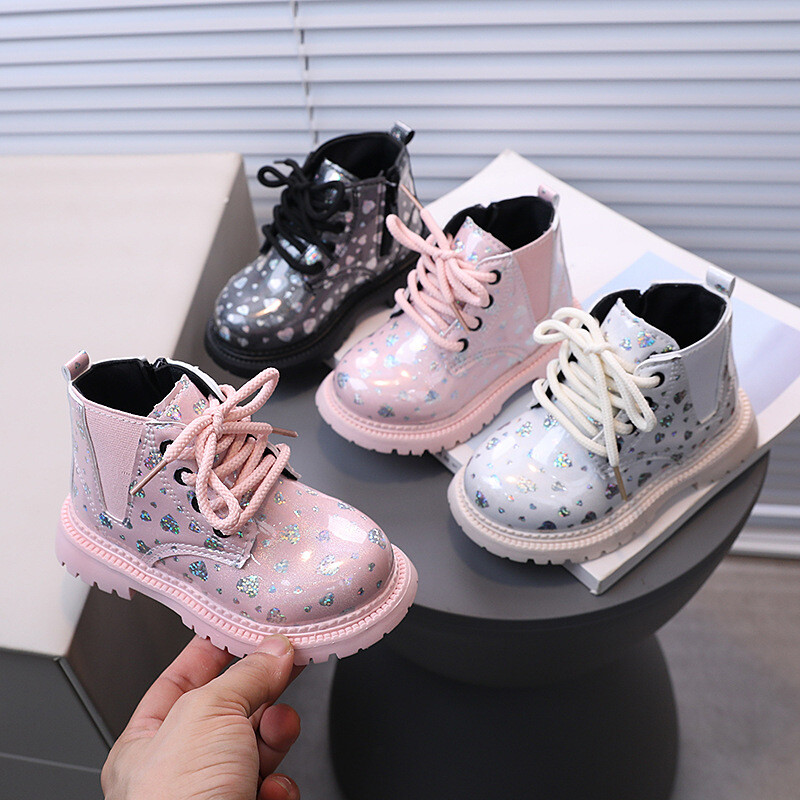 Jauni bērnu zābaki 2024. gada rudens ziemas Pu ādas skolas zēnu ikdienas apavi Modes, vienvietīgi zābaki, bērni, meitenes, zābaki J324