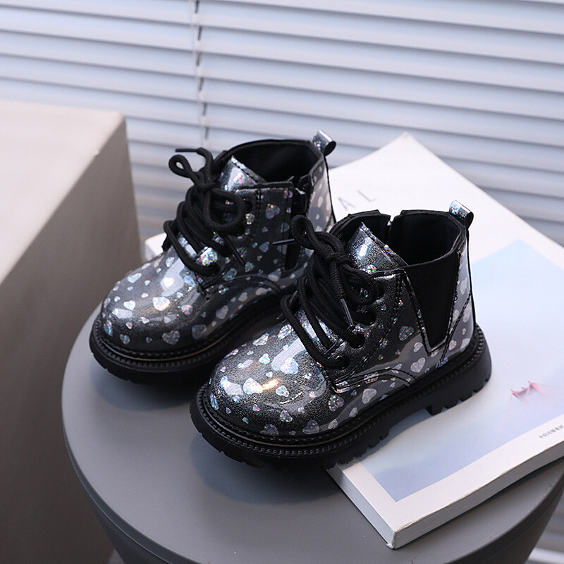 Jauni bērnu zābaki 2024. gada rudens ziemas Pu ādas skolas zēnu ikdienas apavi Modes, vienvietīgi zābaki, bērni, meitenes, zābaki J324