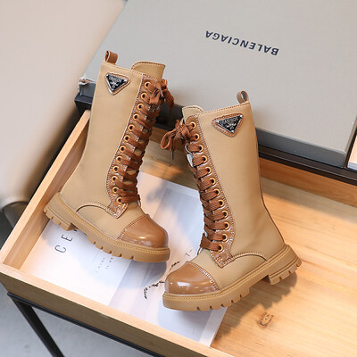 Vaikiški madingi batai mergaičių medvilniniai pamušalai iki kelių, žieminiai batai neslysta stora apačia, laisvalaikio batai, 26-37 dydis