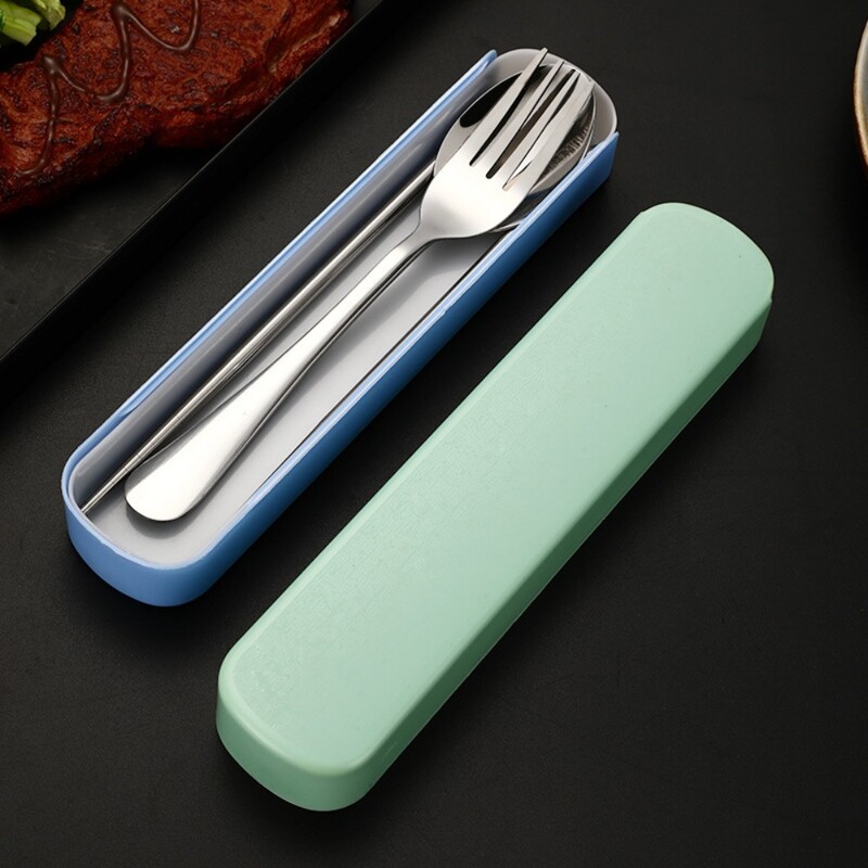 2/3 gab. Nerūsējošā tērauda galda piederumu komplekts pusdienu komplekts āra dakšiņa karote irbulīša Skolas biroja ceļojumu galda piederumu komplekts kempinga steiks