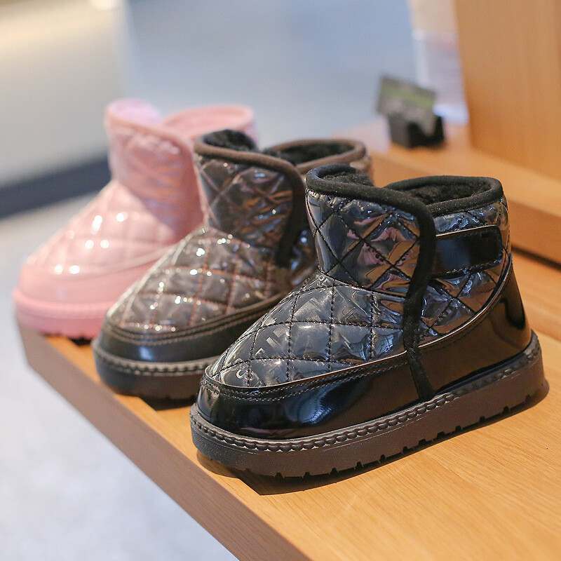 Žieminiai vaikiški sniego batai berniukams mergaitėms mažiems vaikams šilti pliušiniai batai vaikiški batai lauke, vandeniui atsparūs neslystantys vaikiški batai, 21-38 dydis
